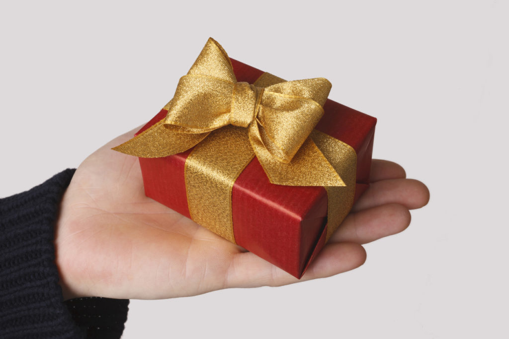 Gift in a hand