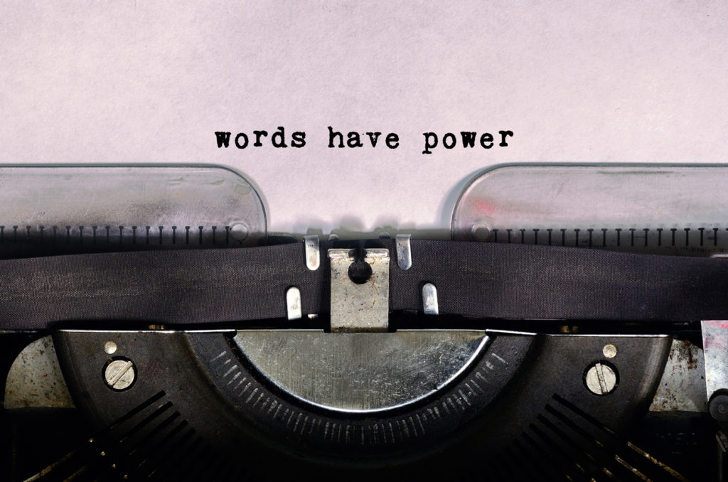 words have power. typed on a typewriter.