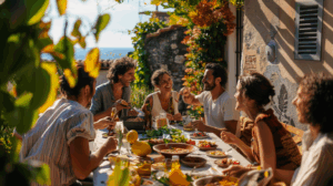 friends_laughing_together_meal mediterranean 